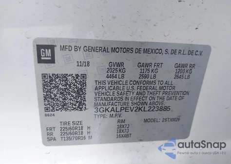 2019 GMC Terrain Slt from USA, damaged, VIN 3GKALPEV2KL223885